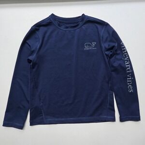 Vineyard Vines Rash Guard Kids 6 Navy Blue Long Sleeve Performance Golf Shirt